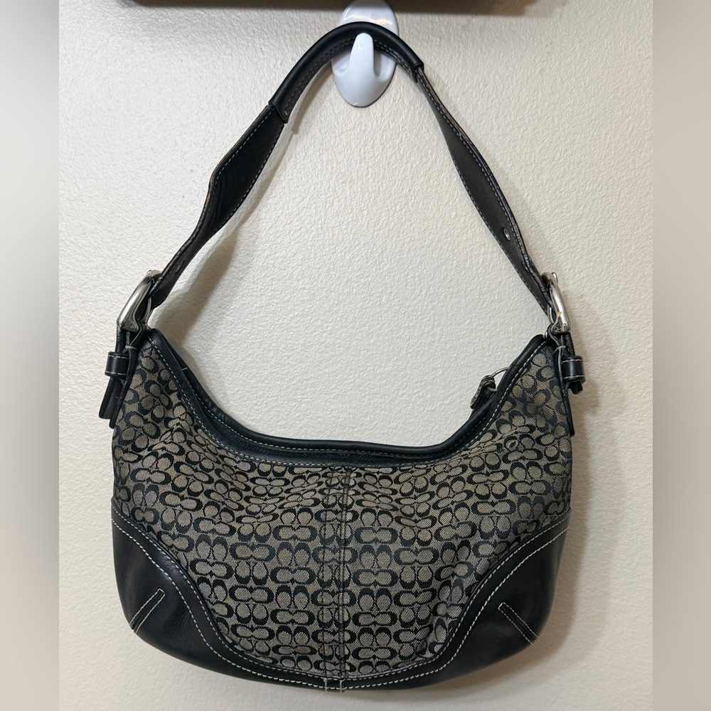 Coach 6351 Signature Soho Hobo Bag Shoulder Canvas Handbag Y2K Black - Picture 2 of 9